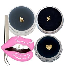 Chamon 3Pcs Tooth Gems, 8K Gold Jewels Professional Decoration Accessories