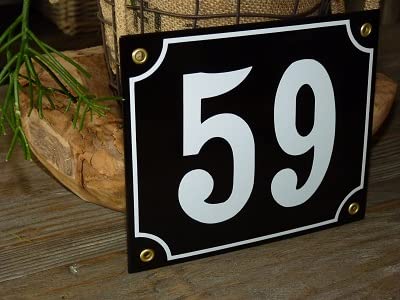 Numéro de maison émail 59 de dimension 18x15 cm avec fond noir pour façade