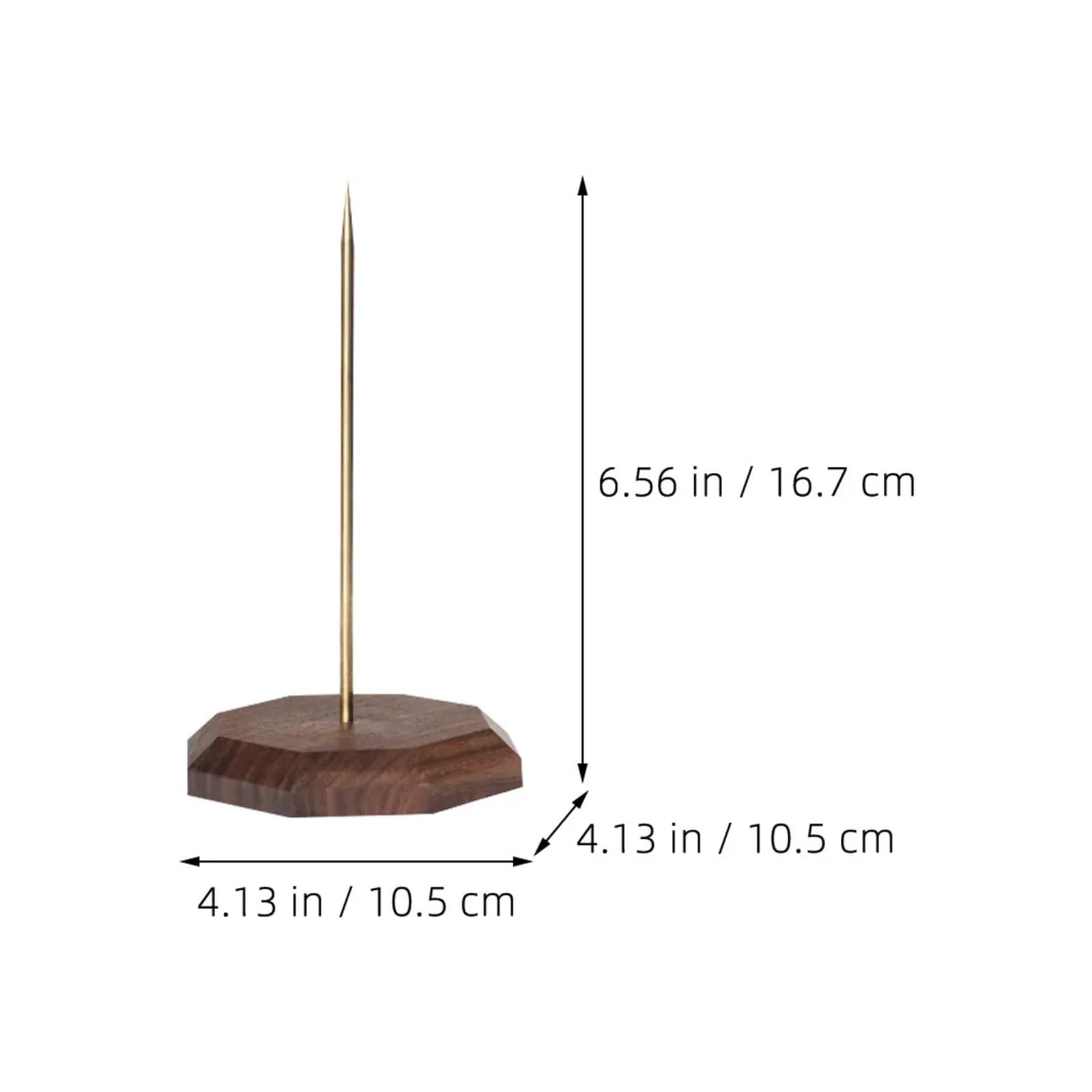 Soporte para recibos Soporte de papel recibo madera y cobre, varilla con púas for restaurante, Bar, mostrador, organizador notas, almacenamiento escritorio compacto, factura poste recto de restaurante