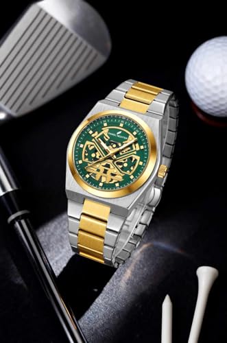 Image of Daniel Hechter Paris Austerlitz Collection Skeleton Style Analog Watch for Men with Luminous Hands and Stainless Steel Strap - Mechanical-Inspired.
