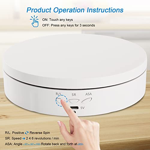 Image of 5.74 Motorized Rotating Display Stand for Jewelry 22lbs Load 360 Degree Electronic Turntable Display Stand with USB Charging Port for Photography Products,3D Model,cake
