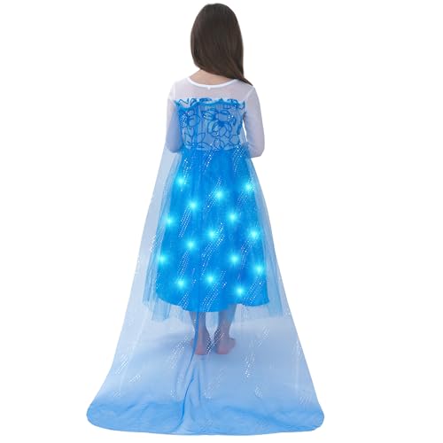 Sincere Party Classic Light Up Princess Dress with Tulle Cape,Wand,Tiara Perfect for World Book Day,Xmas Gift for Girls 7-8 years - Image 4