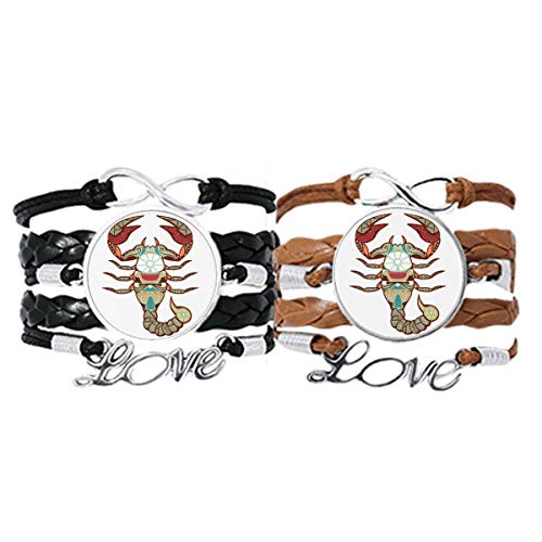 Pulsera de Escorpio en cuero para parejas con amuleto del zodiaco