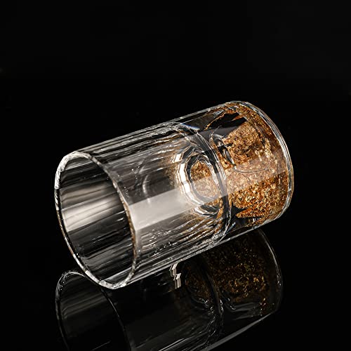 Siyouki Crystal Shot Glasses 1.5 Oz Set Decorated With 24K Gold Leaf Flakes Lead-Free Handmade Set Suitable For Maotai,Spirits,Drinks Tastin, Gift-Box Packaging (2Pcs) #TOP6