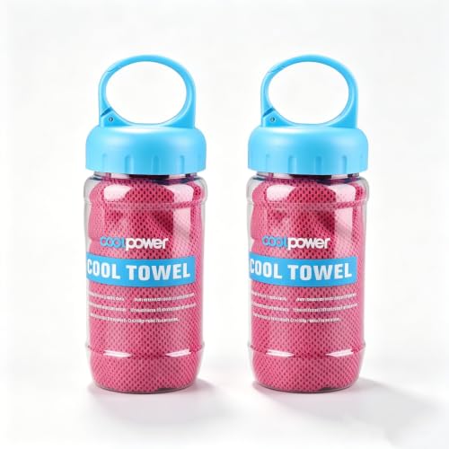 Cyrank 2PCS Cooling Towel Microfiber Cool Ice Towel for Neck Soft Breathable for Fitness Guys Microfiber Stay Cool (Magenta)