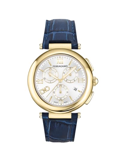 Legacy Collection Luxury Womens Watch Timepieces with a Blue Strap Featuring a Gold Case and a Silver Dial