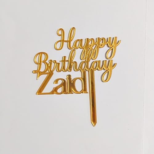 Image of LET'S DIY Personalized Gold Acrylic Cake Topper - Custom Name or Message Party Decoration for Cakes