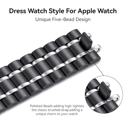 Image of Bestig Compatible with Apple Watch Bands 49mm 46mm 45mm 44mm 42mm 41mm 40mm 38mm for Men Women, Stainless Steel Metal Business Wristband Strap for iWatch Ultra Series 11 10 9 8 7 6 SE 5 4 3 2 1, Matte