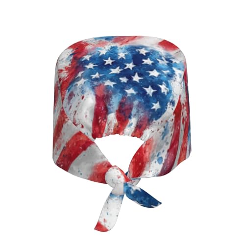 Image of Working Cap Scrub Cap with Sweatband Adjustable Unisex Tie Back Hat for Cleaning Farm Nursing