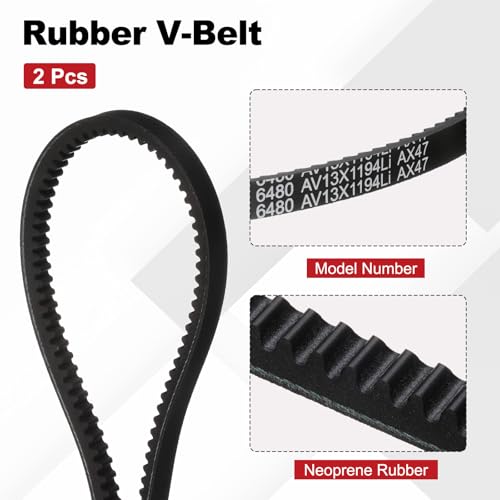 Image of AX47 Belt, Raw Edge Cogged Industrial Rubber EPDM V-Belt, Pack of 2