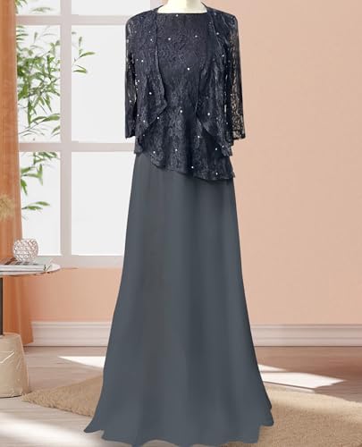 Lace Applique Mother of The Bride Dresses for Wedding Chiffon Formal Dresses with Jacket2