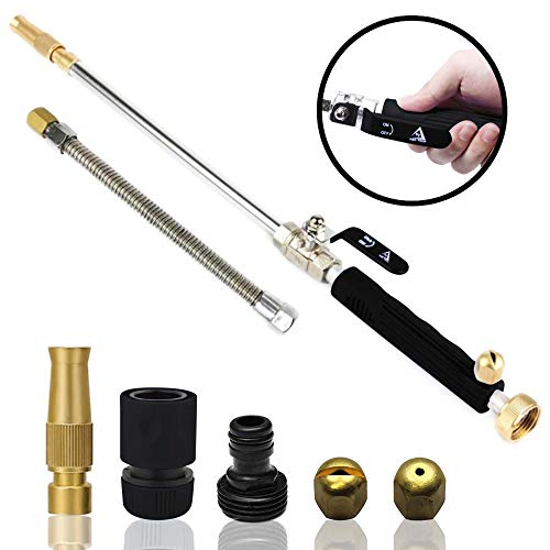 Hydro Jet High Pressure Power Washer Wand for Car Washing or Garden Cleaning, Heavy Duty Metal Watering Sprayer with Universal Hose End, Hydrojet Water Power Nozzle (Metal Black)