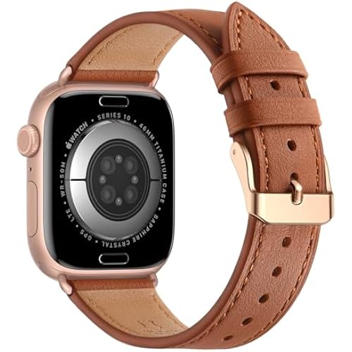 Bestig Genuine Leather Band Compatible with Apple Watch Bands for Women