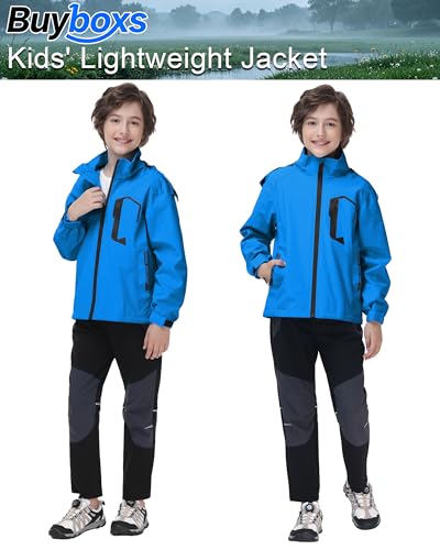 Image of Kids Rain Jacket Boys Girls Lightweight Raincoats Kids Outdoor Windbreaker Jackets with Detachable Hood