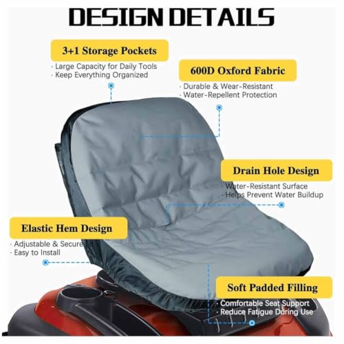 Funda de asiento para tractor Snapper 400Z de tela Oxford 600D impermeable 5