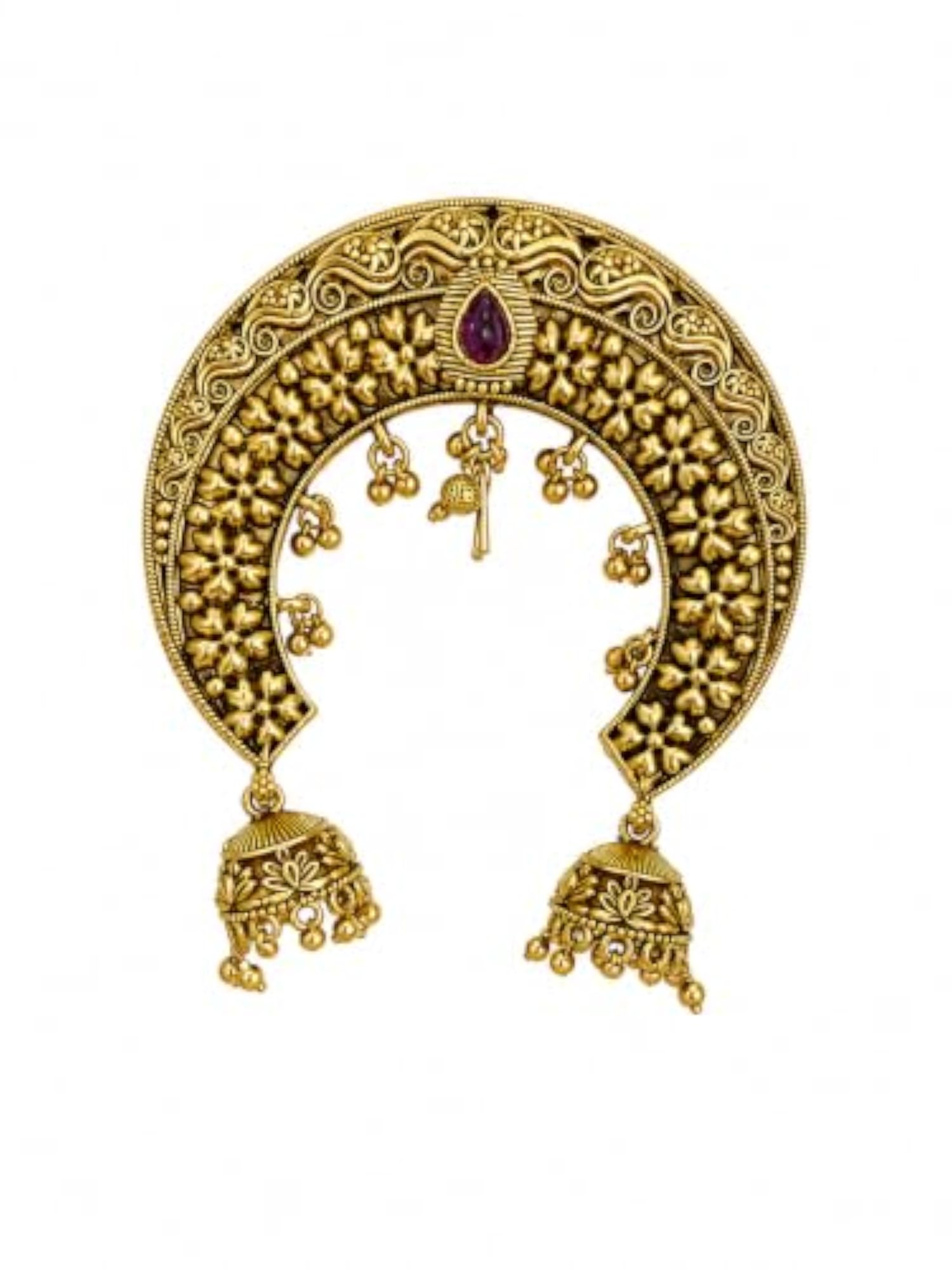 KGR Splash Heart Design Brooch Type Jada Billai for Hair