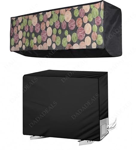 Image of Split AC Cover Combo Set 1.5 Ton | Indoor Outdoor Waterproof & Dustproof Protection | Durable, Breathable Fabric | These Covers Help Maintain Airflow | Multiple Polka