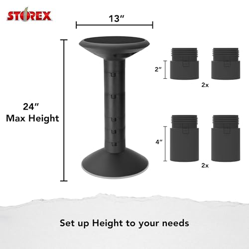 Image of Storex Wiggle Stool, 12 to 24-inch, Black