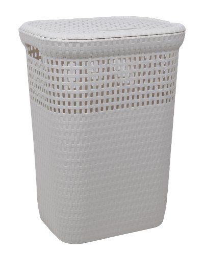 Dea Home Z439M008 Cesta Portabiancheria Rattan, 60 L, 42x33x58, Bianco