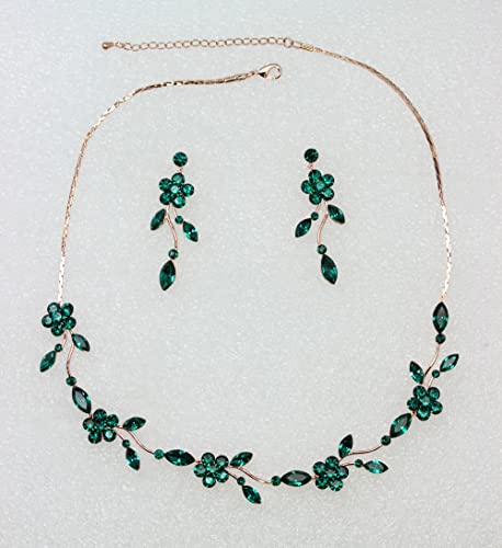 Image of Faship Gorgeous Rhinestone Crystal Floral Necklace Earrings Set