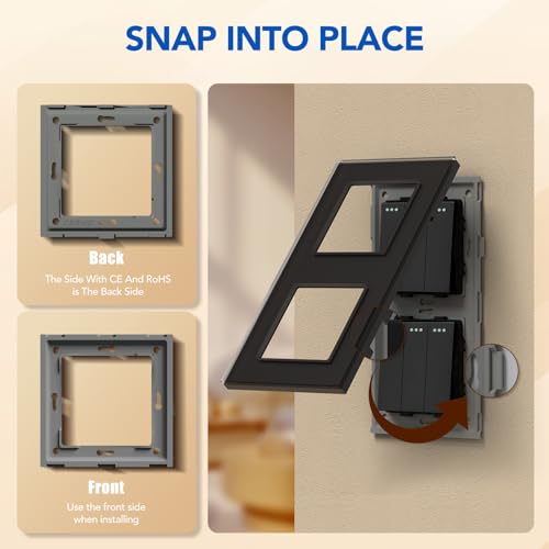 BSEED Lichtschalter 3 Fach 1 Weg +3 Fach 1 Weg Glas Lichtschalter Unterputz Taste Schalter Wandschalter Schwarz Kristall Kippschalter