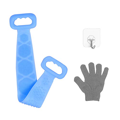Krisler 3 pack Scrubber for Shower,2020 Updated Silicone Bath Body Brush,Easy to Clean Washer Exfoliating More Hygienic (Blue)