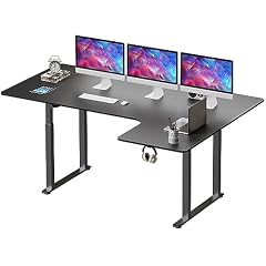 Dripex Scrivania regolabile in altezza 180x110cm, Scrivania ad angolo con doppio motore, Standing Desk con 4 gambe per una super stabilità, nero