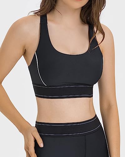 Challengym Women's Sports Bra, Seamless Sports Bra For Women, Racerback Sports Bra, Womens Padded Workout Running Black Yoga Bra #TOP1