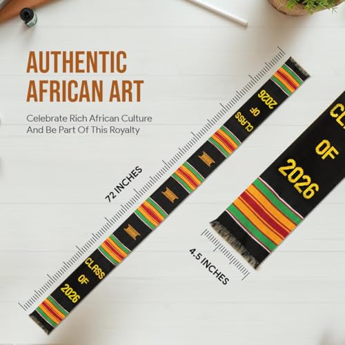 Image of Kente Graduation Stole 2026 | Kente Stole Authentic African Art