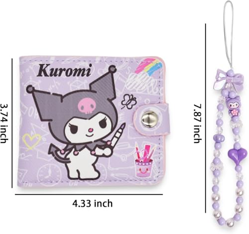 Kawaii Wallet with A Phone Charm, ID Card Holder Purse Pouch with Buckle, PU Wallet Durable Card Holder Credit Card Holder Money Bag for Students Teens Girls Boys2
