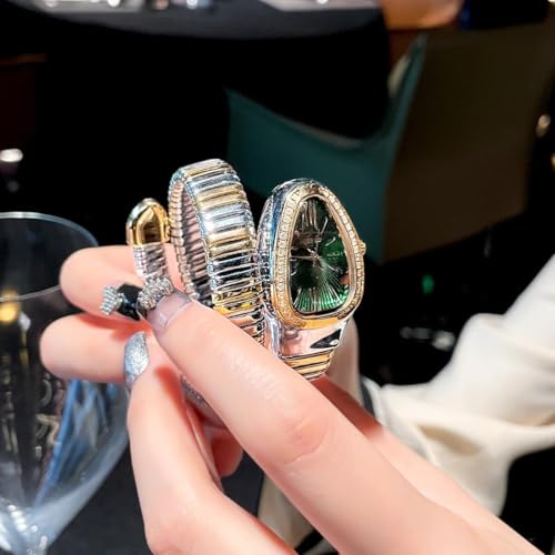 DAXIAOYU Classic Snake Shape Watch for Women Gold Silver Scaleable Bracelet Womens Watches Bling Diamonds Quartz Ladies Wristwatch