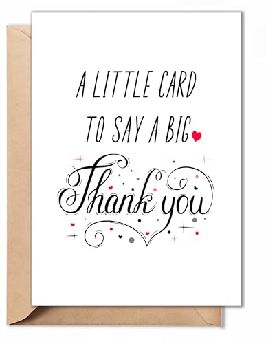 Thank You Card with Envelope – Simple Cute Thank You Card, Grateful Gifts for Him, Her, Teacher, Boss, Doctor, Mom Dad, Coworker, Women, Men, Bridesmaids, Groomsmen – Folded 5x7' Card, Blank Inside