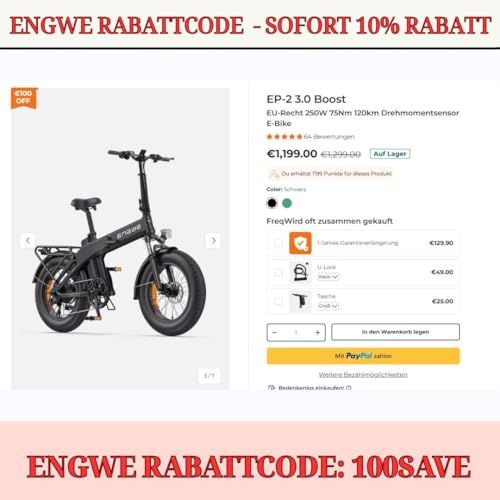 Engwe Rabattcode: 100SAVE - Jetzt 10% sparen