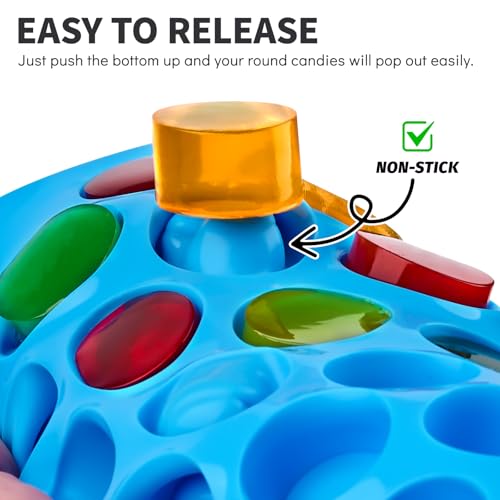4 PCS Silicone Gummy Candy Molds, 55 Cavities Non-Stick Round Molds for Small Hard Candies, Chocolates, Caramels, Jello, Fruit Snacks
