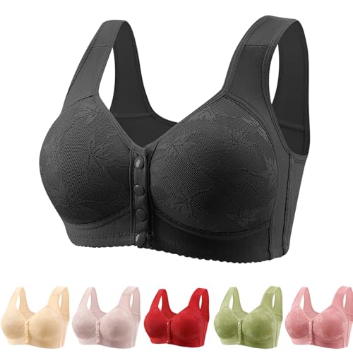 big spring sale todays daily deals daisy bras for older women 2025 new front closure wireless push up bra breathable sleep no underwire bra online shopping sales today clearance a-black xx-large women2025