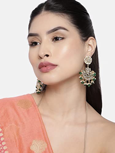 18K Plated Chandbali Earrings Kundan & Pearl