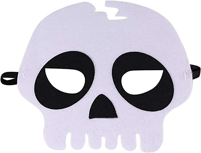 Htppzjr White Skeleton Pumpkin Eye Mask Halloween Scary Face Mask for Kids Comfortable Breathable Felt Cartoon Costumes Accessions Fun Halloween Party Kids Face Mask