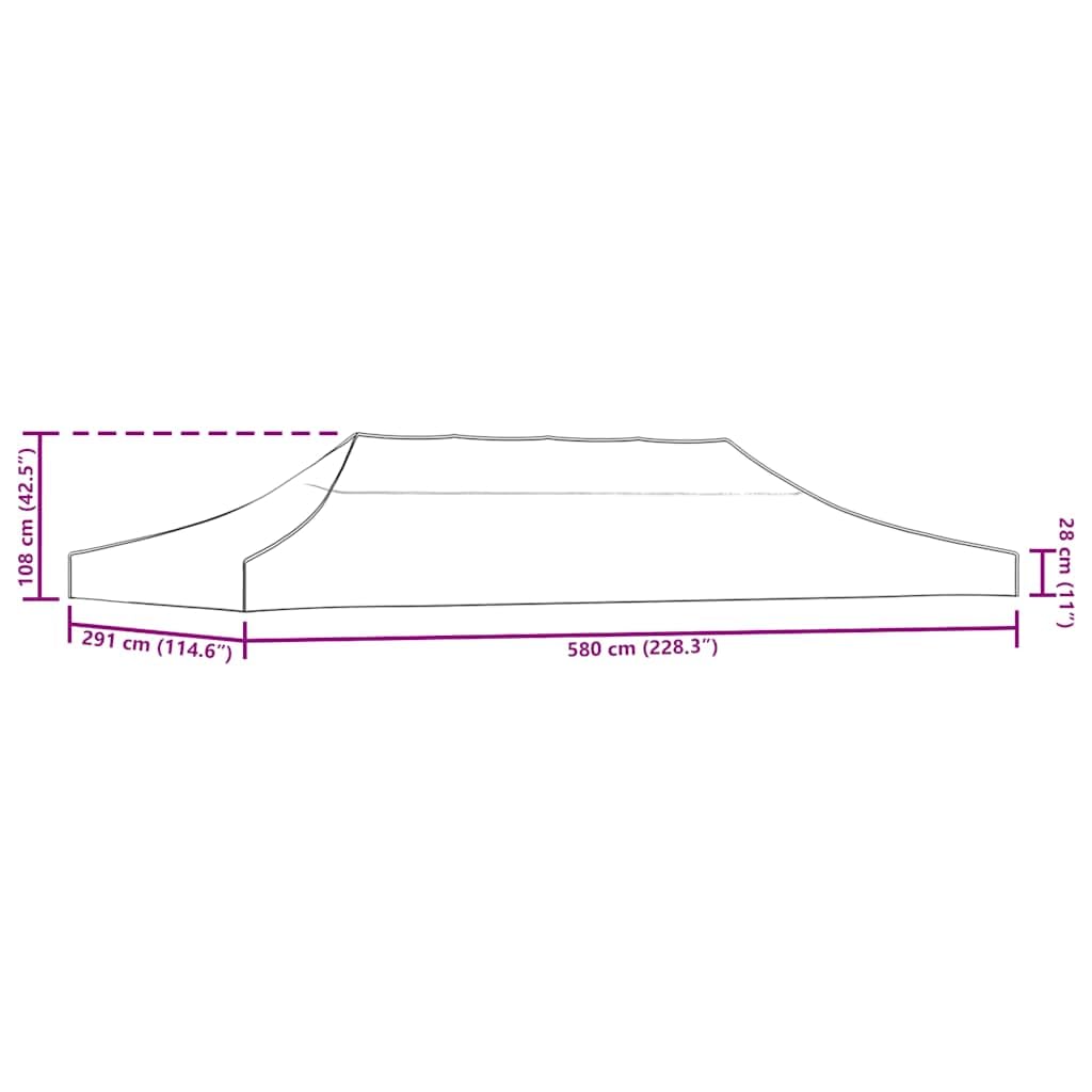Tetto di ricambio per gazebo 600D, 3 x 6 m, colore bordeaux