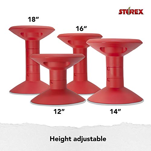 Image of Storex Wiggle Stool - Active Flexible Seating for Classroom and Home Study, Adjustable 12-18 Inch Height, Red (00302U01C)