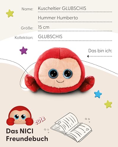 NICI Kuscheltier GLUBSCHIS Hummer Humberto 15cm - rot - Stofftier aus weichem Plüsch, niedliches Plüschtier zum Kuscheln und Spielen, für Kinder & Erwachsene, tolle Geschenkidee | 61849