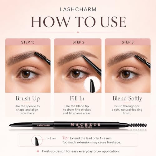 Image of Eyebrow Pencil for Women, Light Brown Waterproof Brow Pencil, 0.1mm Ultra-Fine Automatic Pencil with Angled Precision Tip & Built-In Spoolie Brush, Long-Lasting Natural Eyebrow Makeup
