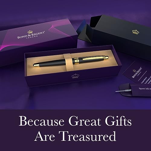 Bond & Regent Gloss Black & 24 Karat Gold | Certified Luxury Grade Rollerball Pen | Nice Gift for Men & Women - Image 3