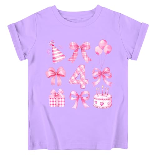 Image of Lovekider Girls Birthday T Shirts Cotton Short Sleeve T-Shirts Tee Party Clothing 3-6 Years