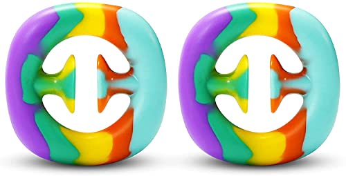 BD&M Fidget Snap Toy, [2-Pack] Rainbow Hand Grip Squeeze Grab Sensory Suction Toys Party Popper Noise Maker Pop Pops for Hand Exercise and Stress Relief