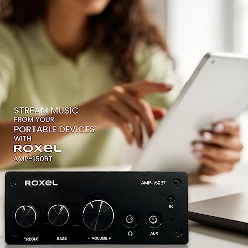 Roxel AMP-150BT Amplifier for 2 Channel Wireless Stereo Audio Amplifier Receiver, Mini Hi-Fi Amp for Speakers up to 90W x 2, with Bass and Treble Control, Wireless Streaming for Passive Speakers - 5