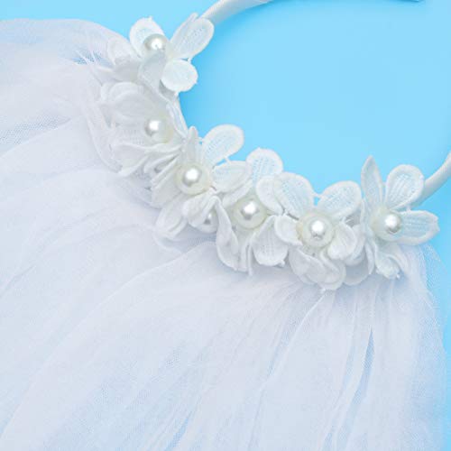 Girls First Communion Headband Veil Wedding Hair Wreath Floral Headdress Photo Props Photography Decor For Wedding Party White2