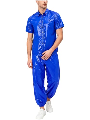 Vêtement supérieur en latex similaire wet look avec chemise manches courtes