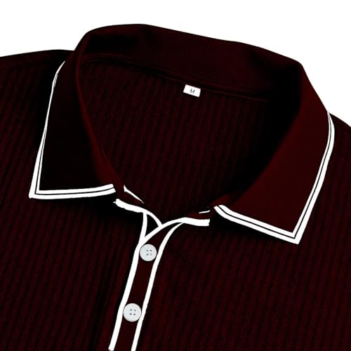 Polo ajustado para hombres de golf de manga corta con cuello y botones miniatura 5