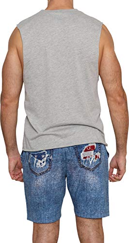 Prestigez USA Flag Men's 2 Piece Pajama Set Lounge Shorts or Pants and Sleeveless Shirt, 4th of July Independence Day2