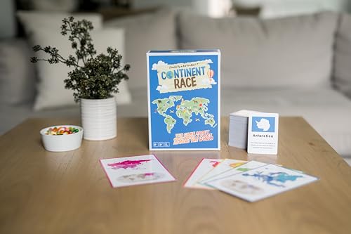 Educational Board Games for Families and Kids - A Fun, Interactive Geography Card Game for The Whole Family - Learn as You Race Around The World - Continent Race from Byrons Games - 7 and Up